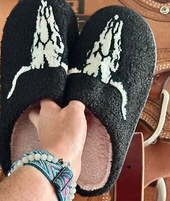 SKULL SLIPPERS, Longhorn Skull, Cow Slippers