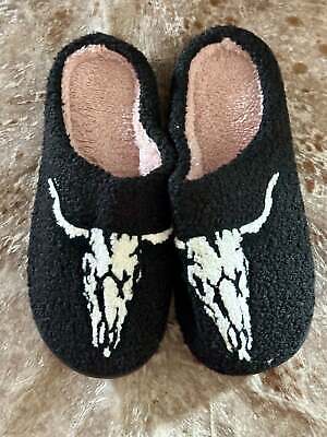 SKULL SLIPPERS, Longhorn Skull, Cow Slippers