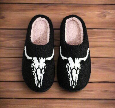 SKULL SLIPPERS, Longhorn Skull, Cow Slippers