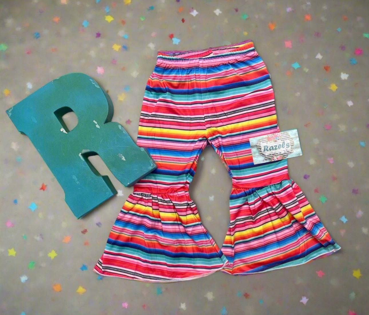 STAY WILD Shirt, Serape Bell Bottoms, Fringed Shirts, Girls Bell Bottom Set,