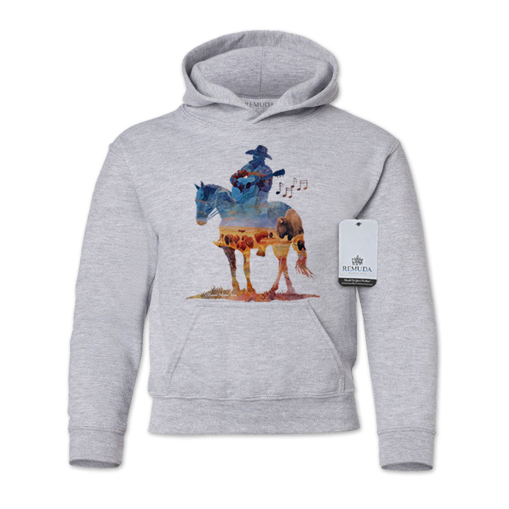 Where The Buffalo Roam - Youth Kids Watercolor Western Pullover Hoodie