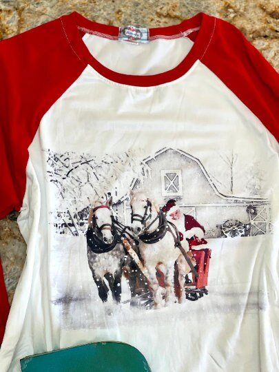 White Christmas Pajamas, Christmas Horse Drawn Sleigh Ride Family Pajamas