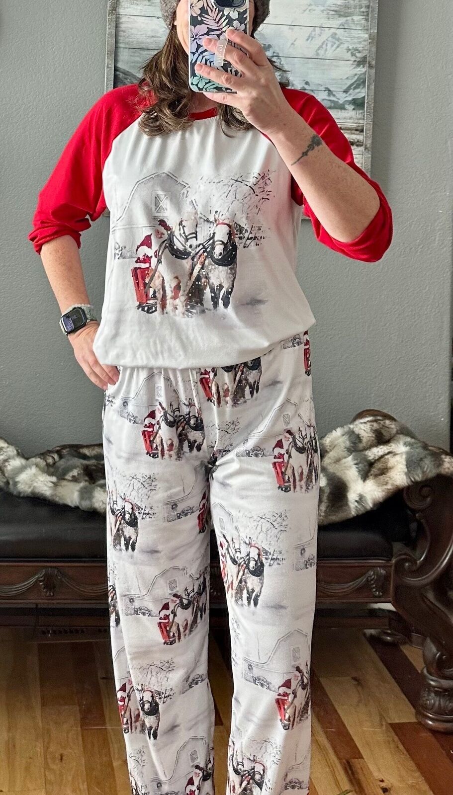 White Christmas Pajamas, Western Christmas Sleigh Ride