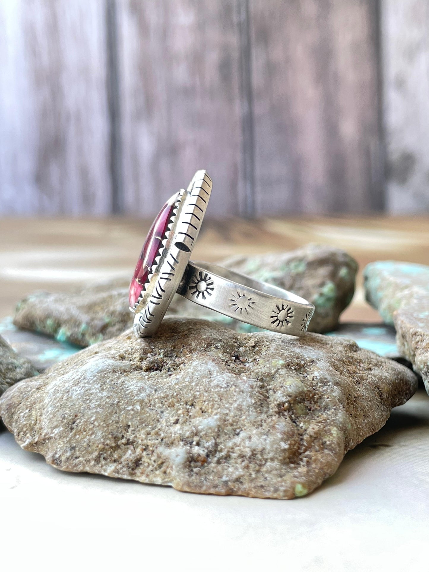 Beautiful Handmade Dahlia Rose And Sterling Silver Adjustable Teardrop Shape Ring