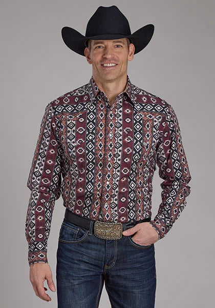 Roper 2178 Winter Aztec Print (Red) - Men's Western Shirt