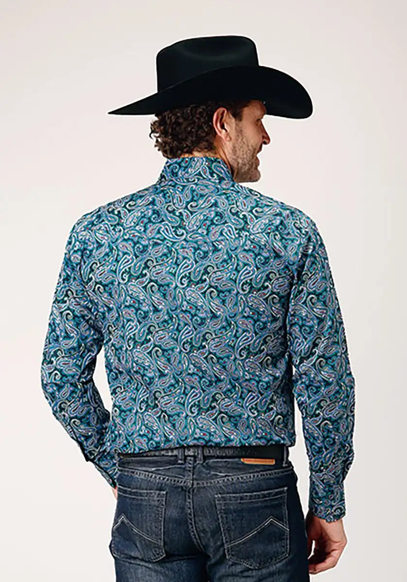 Roper Forest Canyon Paisley (Blue) - Men's Western Shirt