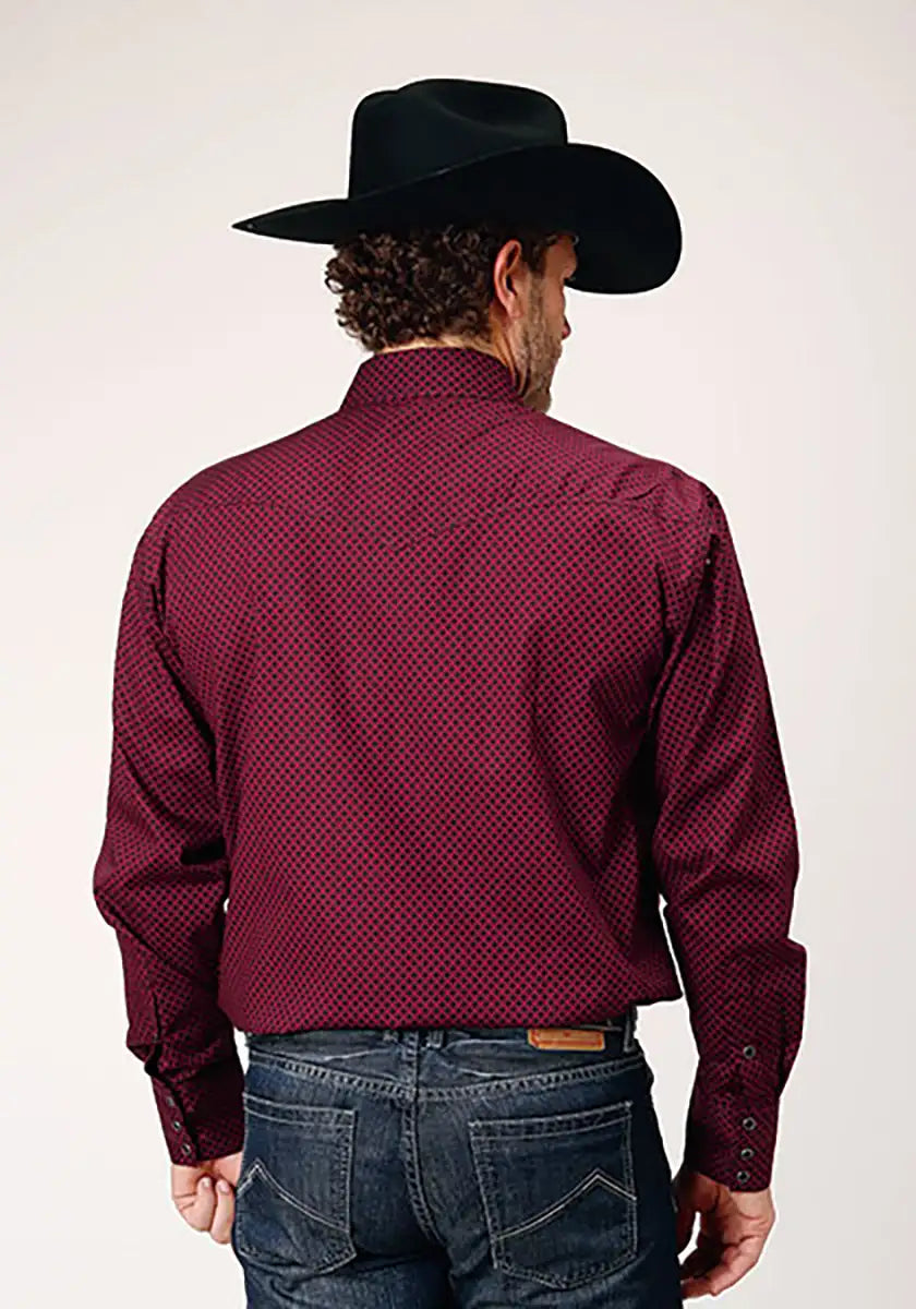Roper Black Canyon Four Leaf Foulard (Red) - Men's Western Shirt