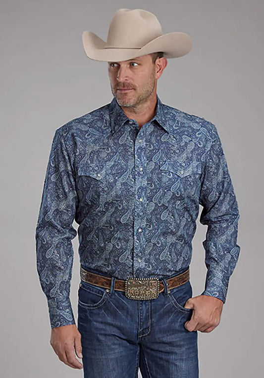 Roper Fall River Paisley (Blue) - Men's Western Shirt