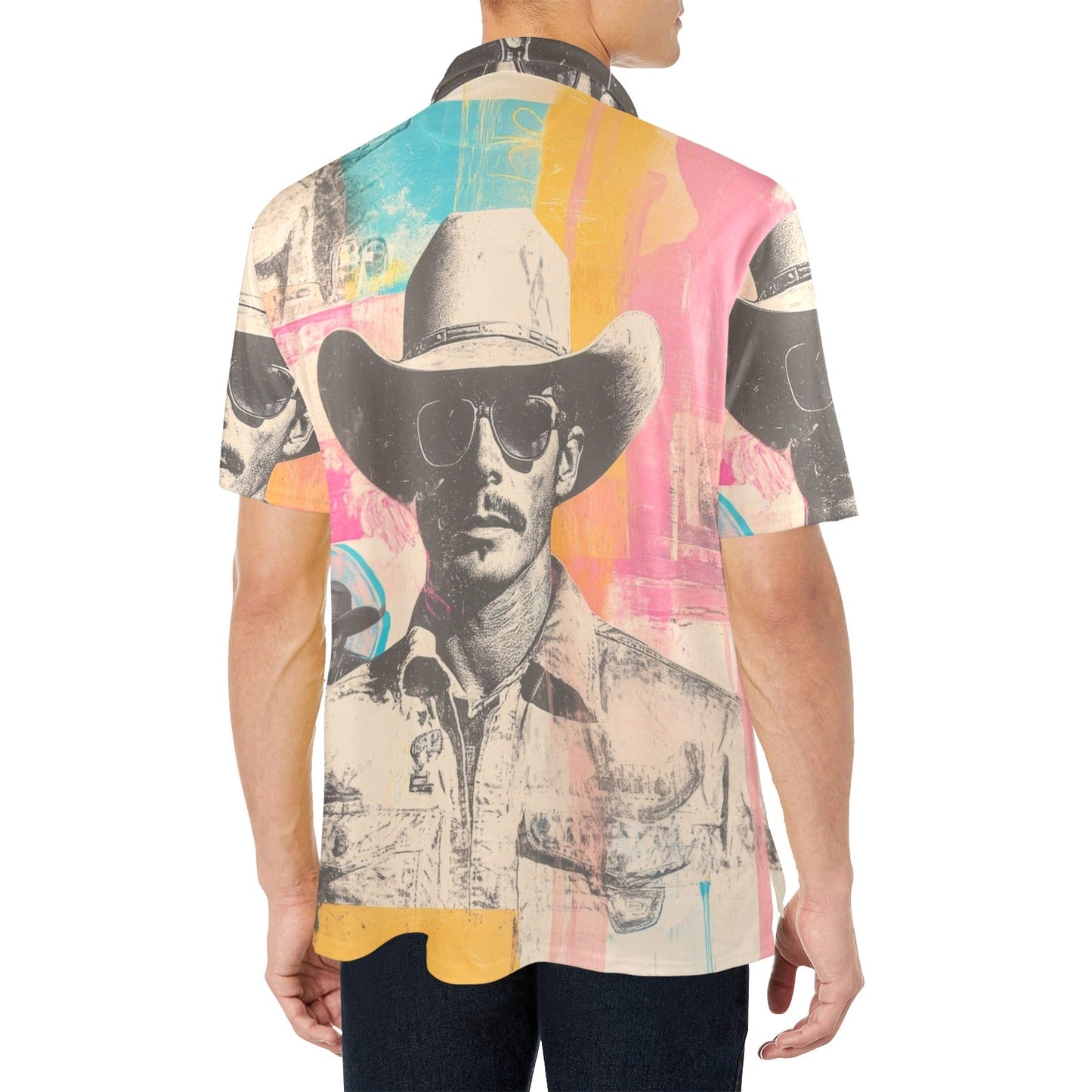 Baha Ranch Retro Pop Western Cool Cowboy Polo Shirt