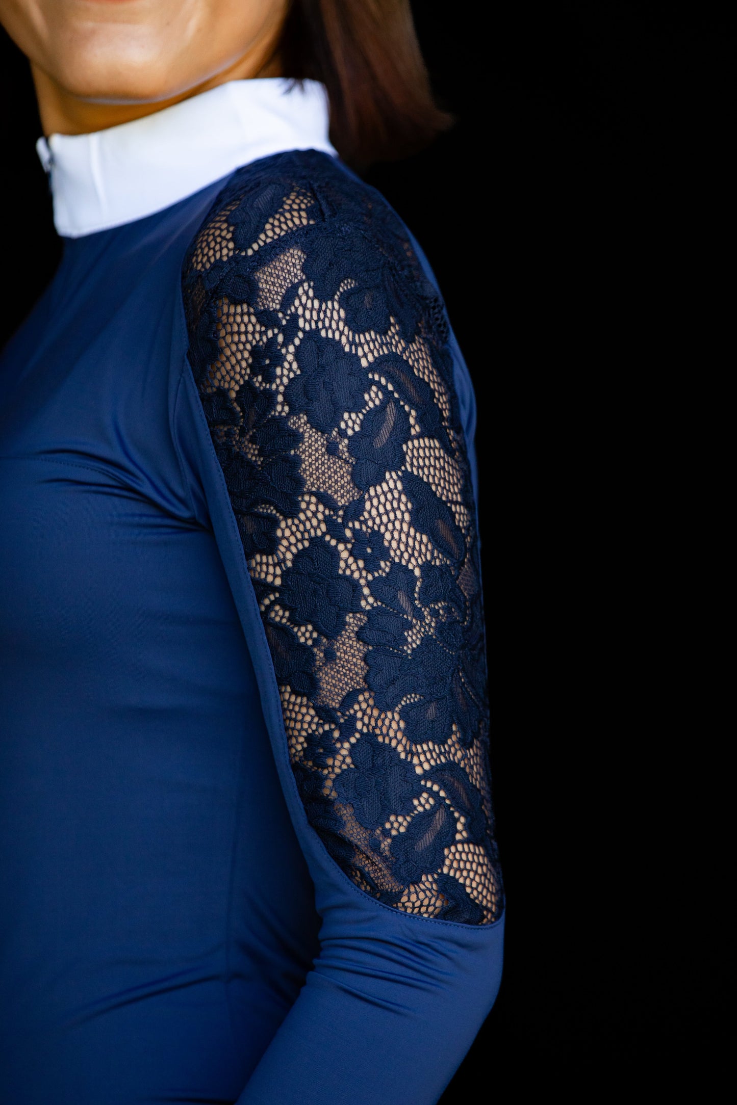 Navy Longsleeve lace with zip front