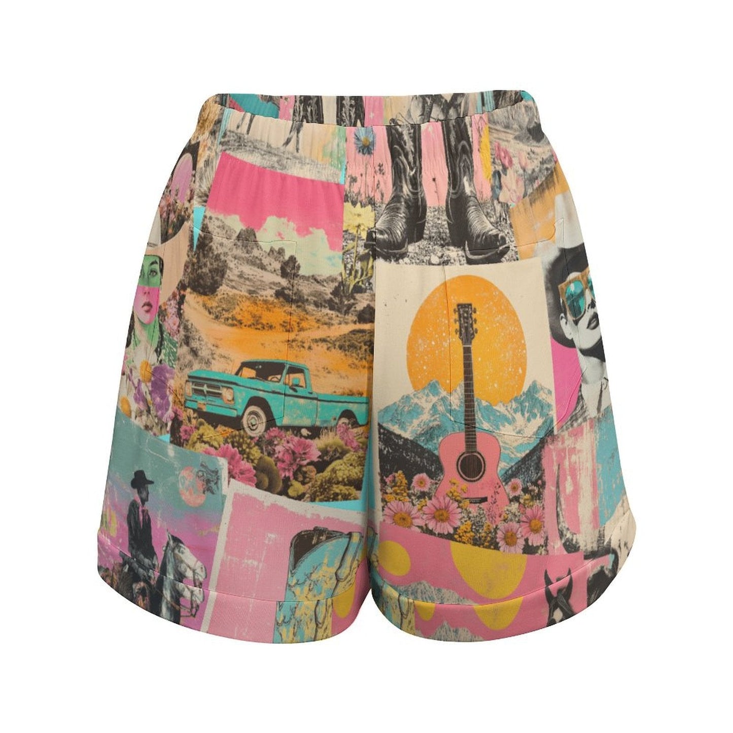 Baha Ranch Retro Pop Western Vintage Drawstring Shorts