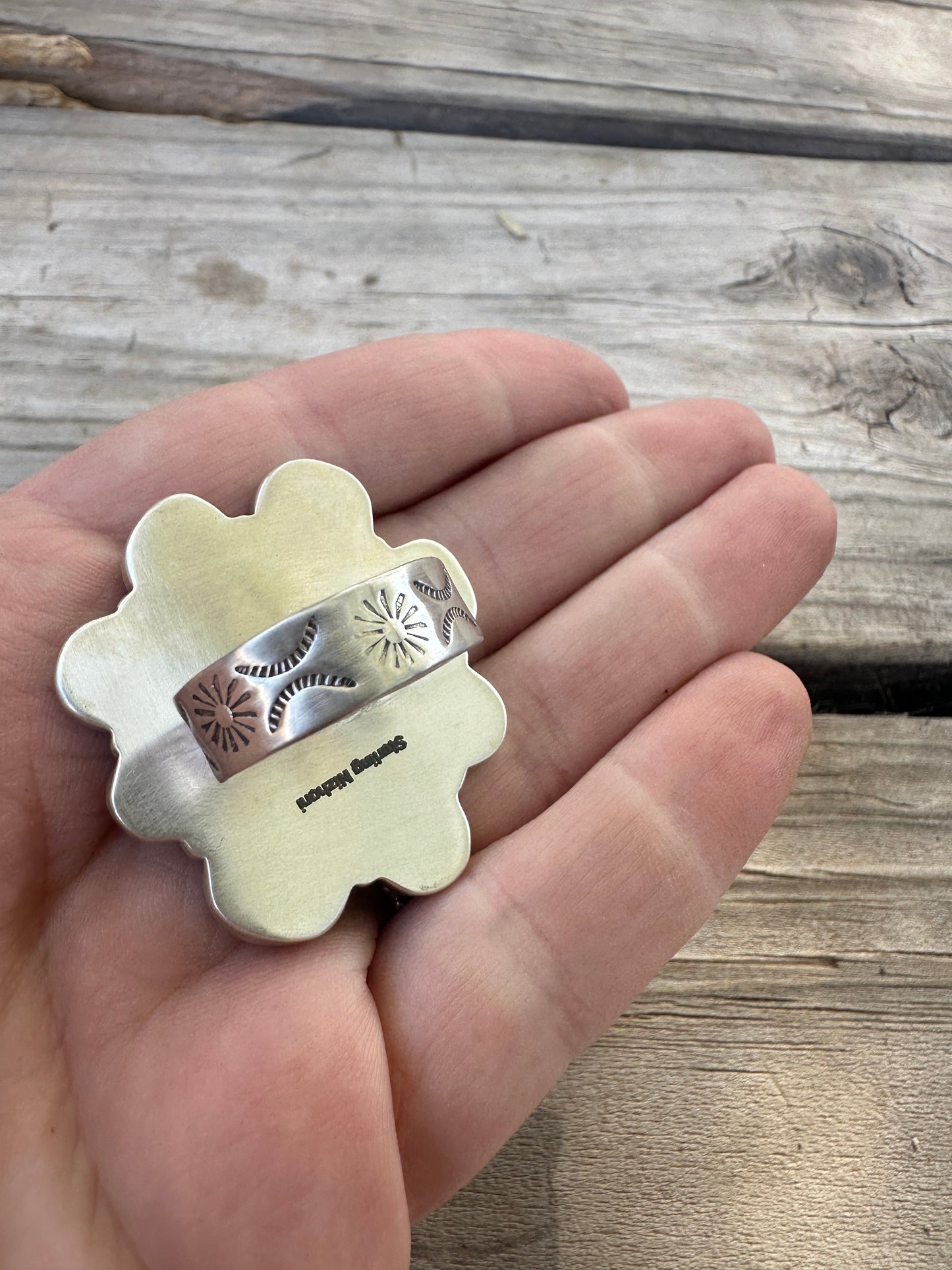 Beautiful Handmade Number 8 Turquoise And Sterling Silver Adjustable  Ring