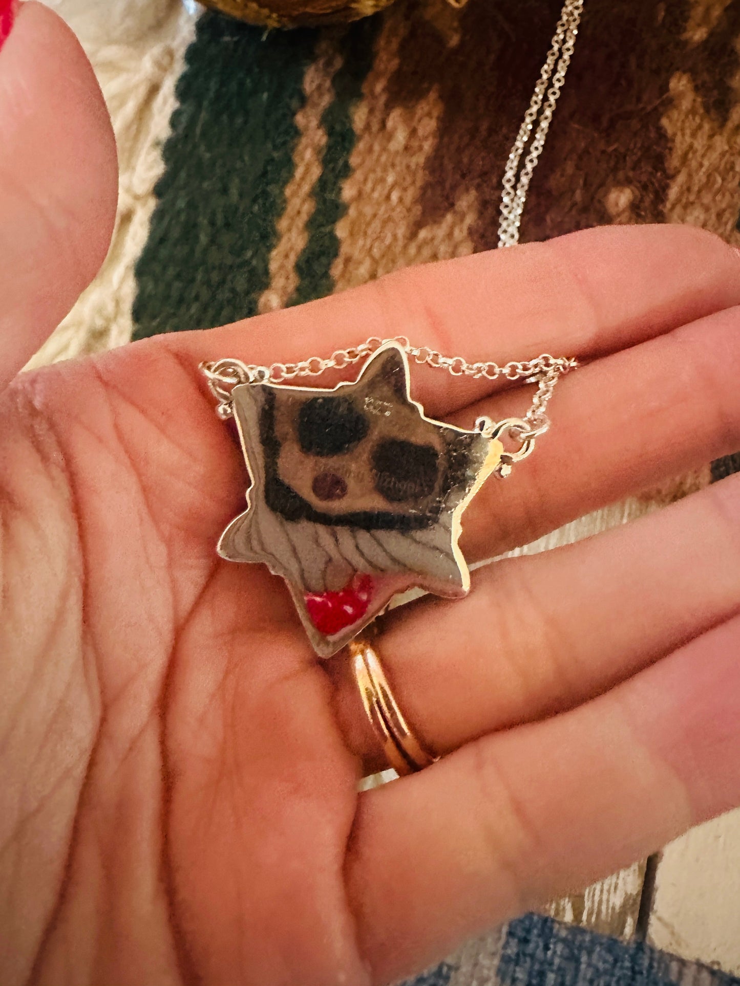 ** Christmas Collection ** Handmade Sterling Silver, Turquoise & Coral Necklace Signed Nizhoni