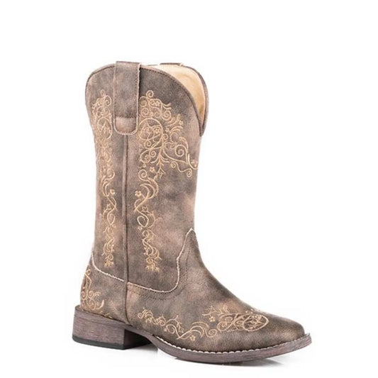 Roper Riley Scroll Stockman (Brown) - Women's Cowgirl Boot