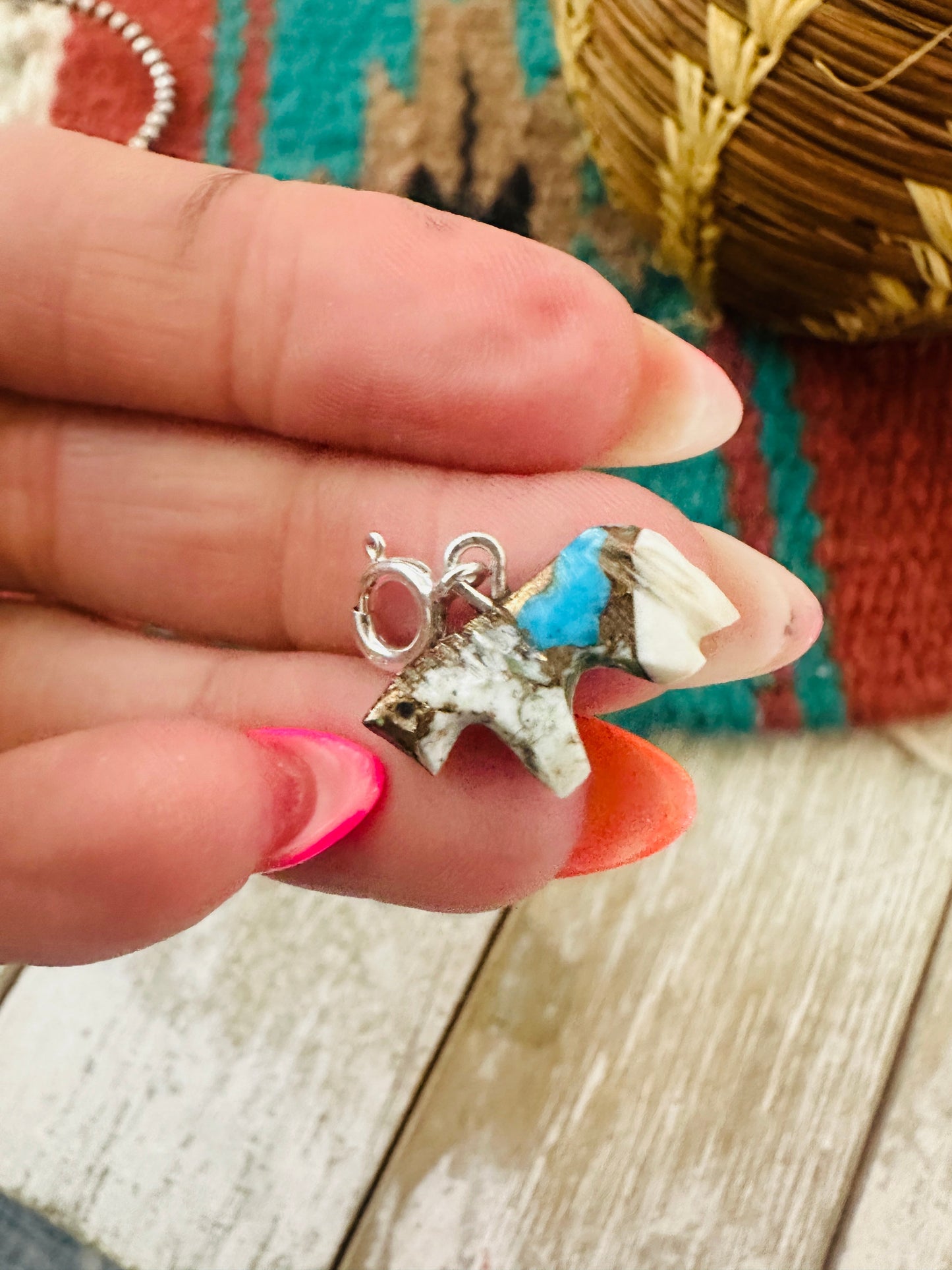 Handcrafted & Hand Carved Blue Mojave Horse Charm