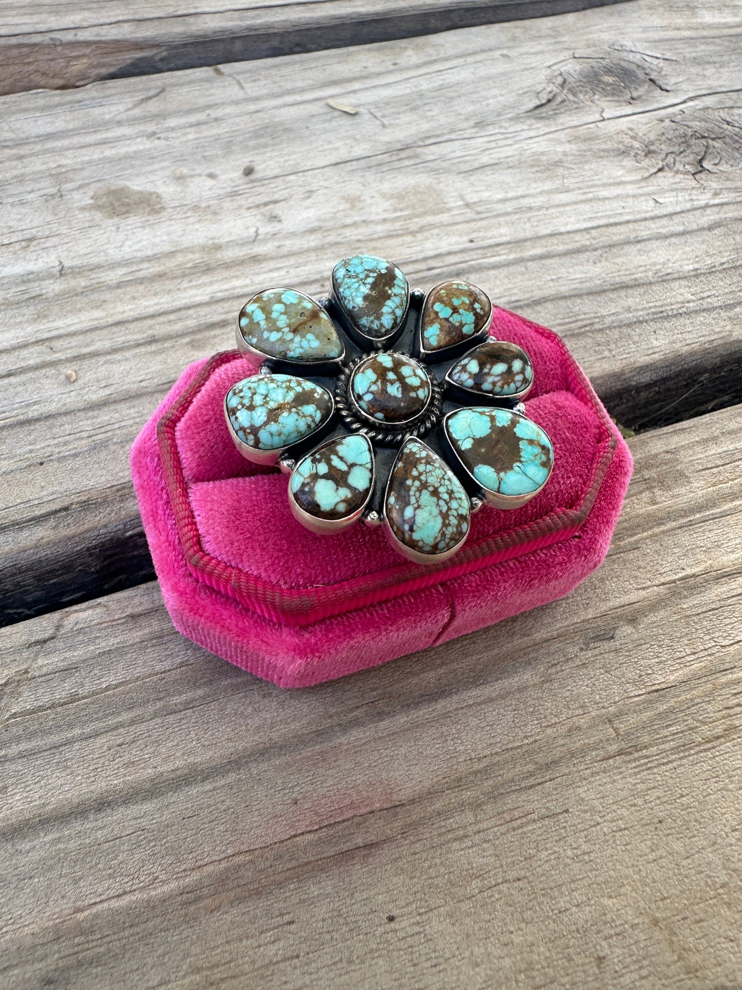 Beautiful Handmade Number 8 Turquoise And Sterling Silver Adjustable  Ring