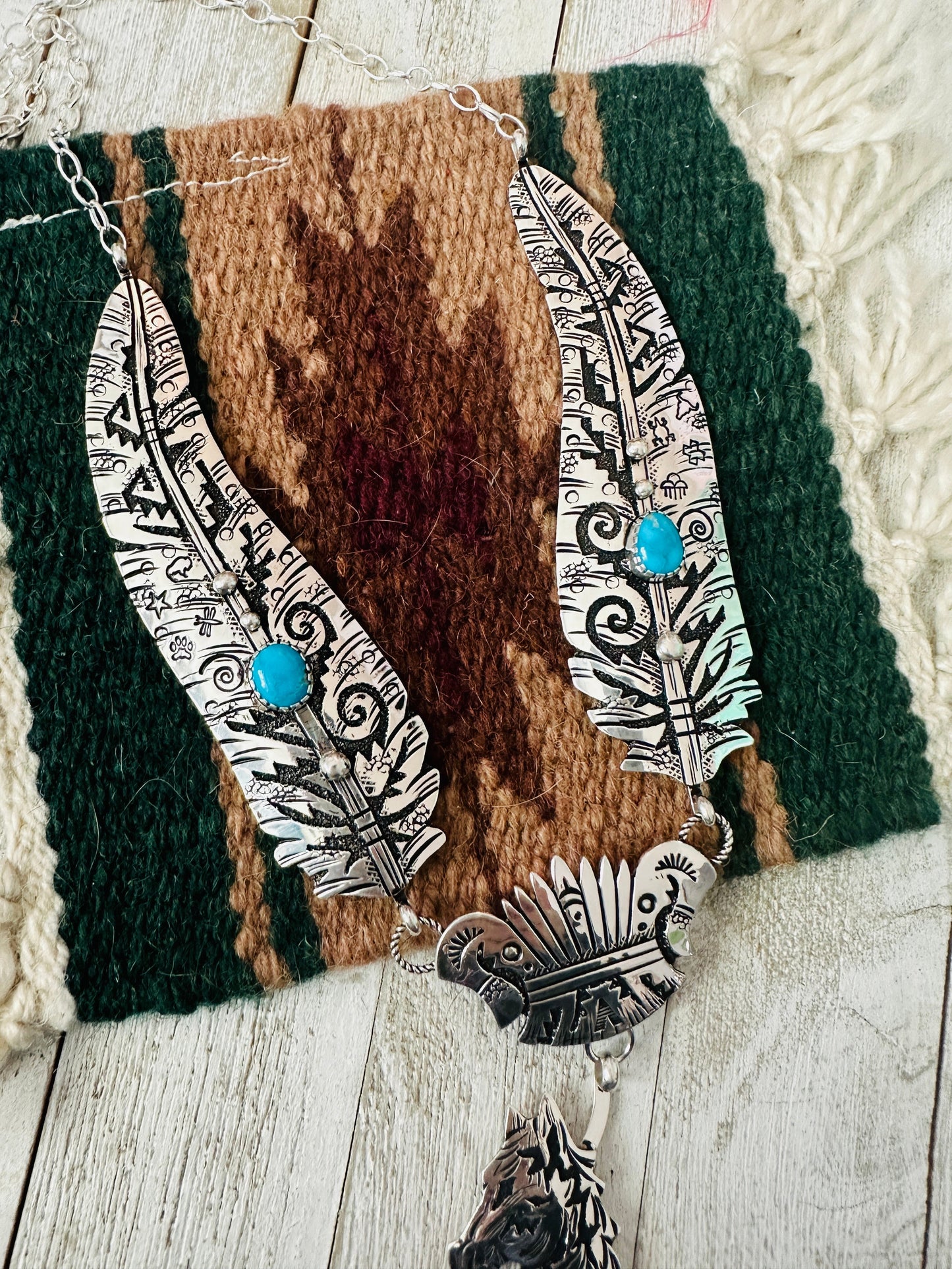 Handcrafted Sterling Silver & Turquoise Horse Necklace by Richard Singer