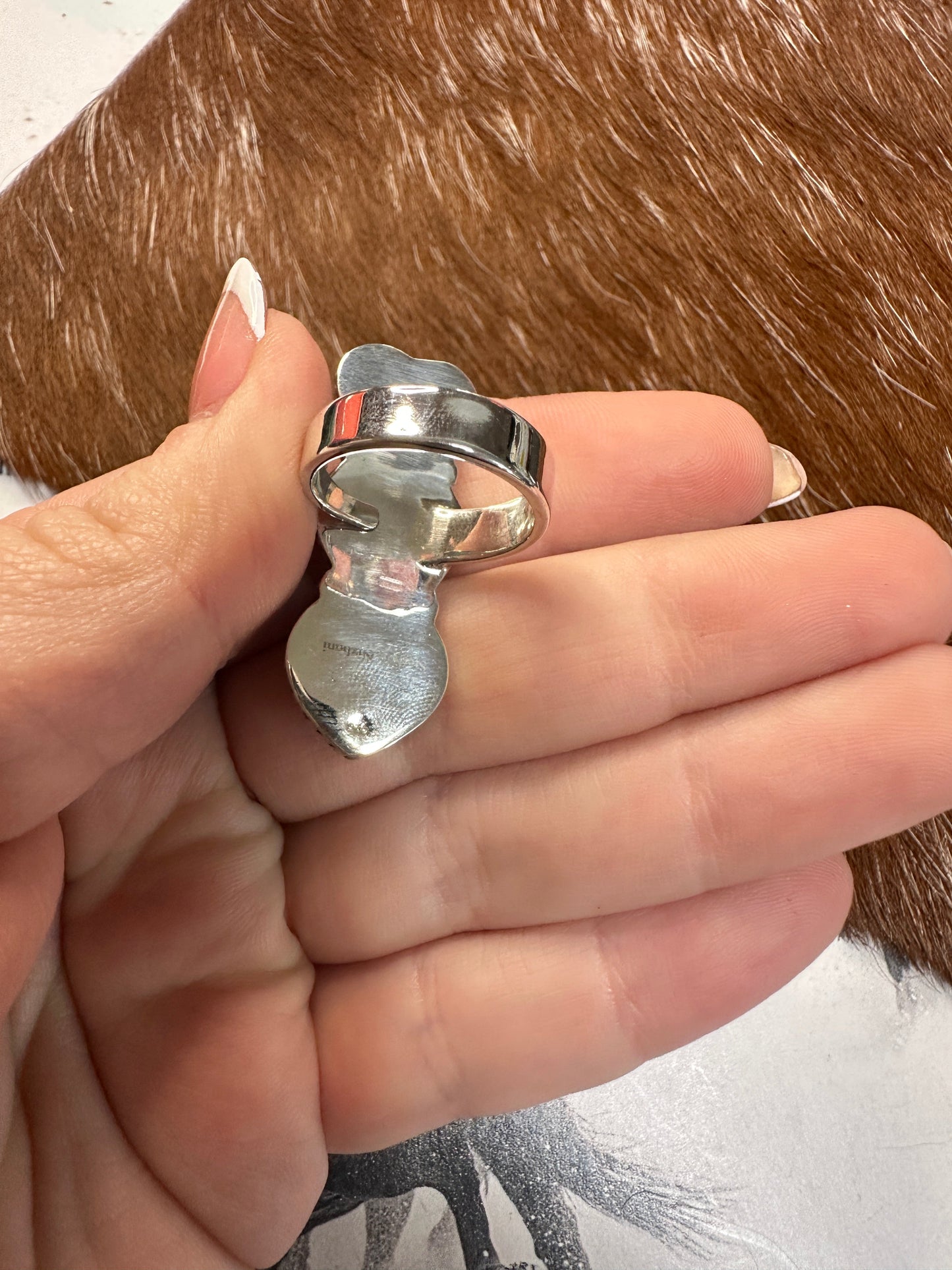 Beautiful Handmade Fire Opal And Sterling Silver Adjustable 3 Stone HEART Ring