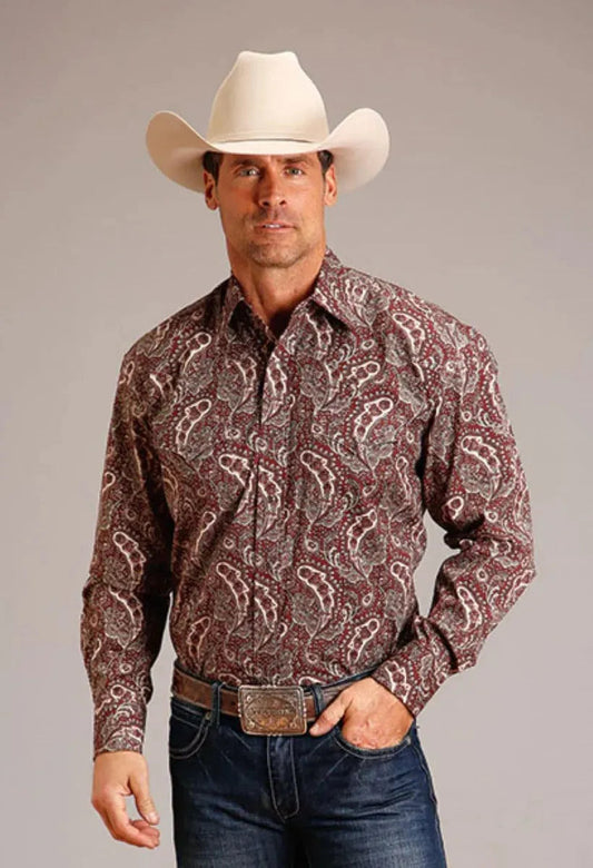 Stetson Siren Paisley (Wine) - Men's Western Shirt