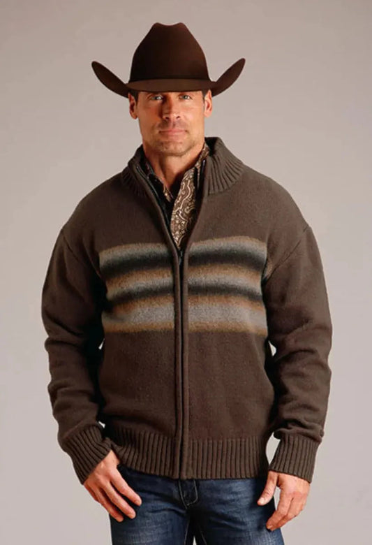 Stetson Ombre Boarder (Brown) - Men's Wool Blended Sweater