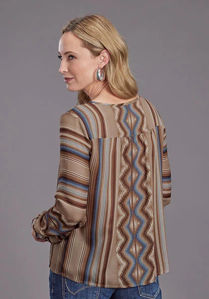 Stetson 2187 Sand Serape V-Neck (Tan) - Women's Blouse