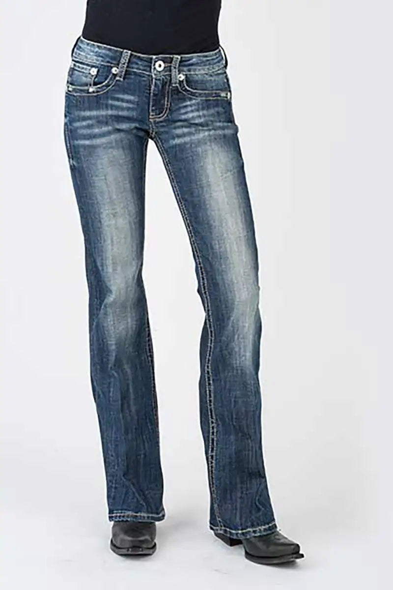 Stetson 816 Classic Boot Cut Blasted (Denim Dark Wash) - Women's Jeans