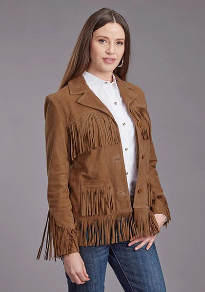 Stetson Fringed Straight Front (Brown) - Women's Lamb Suede Jacket