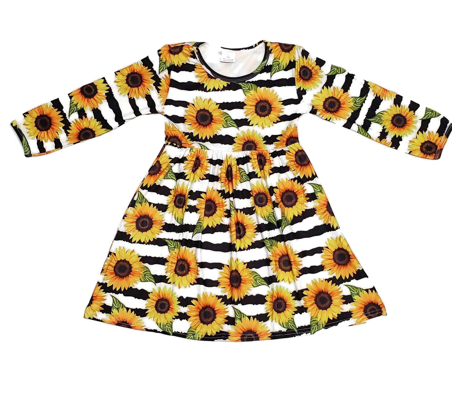 Sunflower Long Sleeve Milk Silk Dress