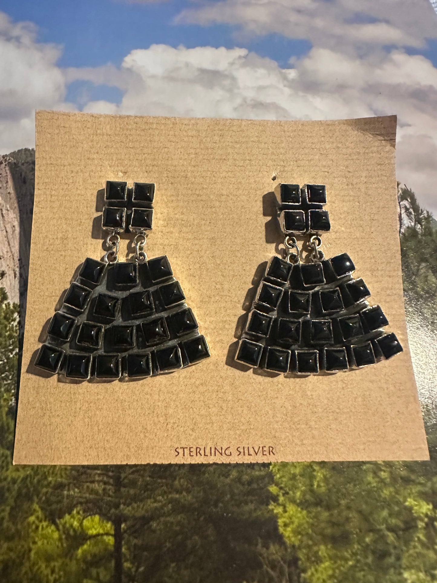 Beautiful Handmade Onyx Post Dangle Earrings By Dan Dodson