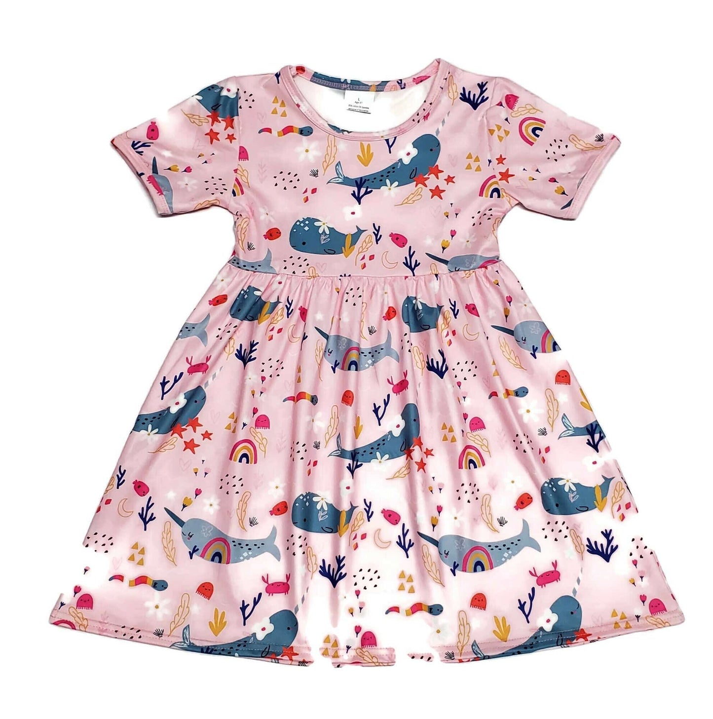Narwhal Short Sleeve Milk Silk Dress