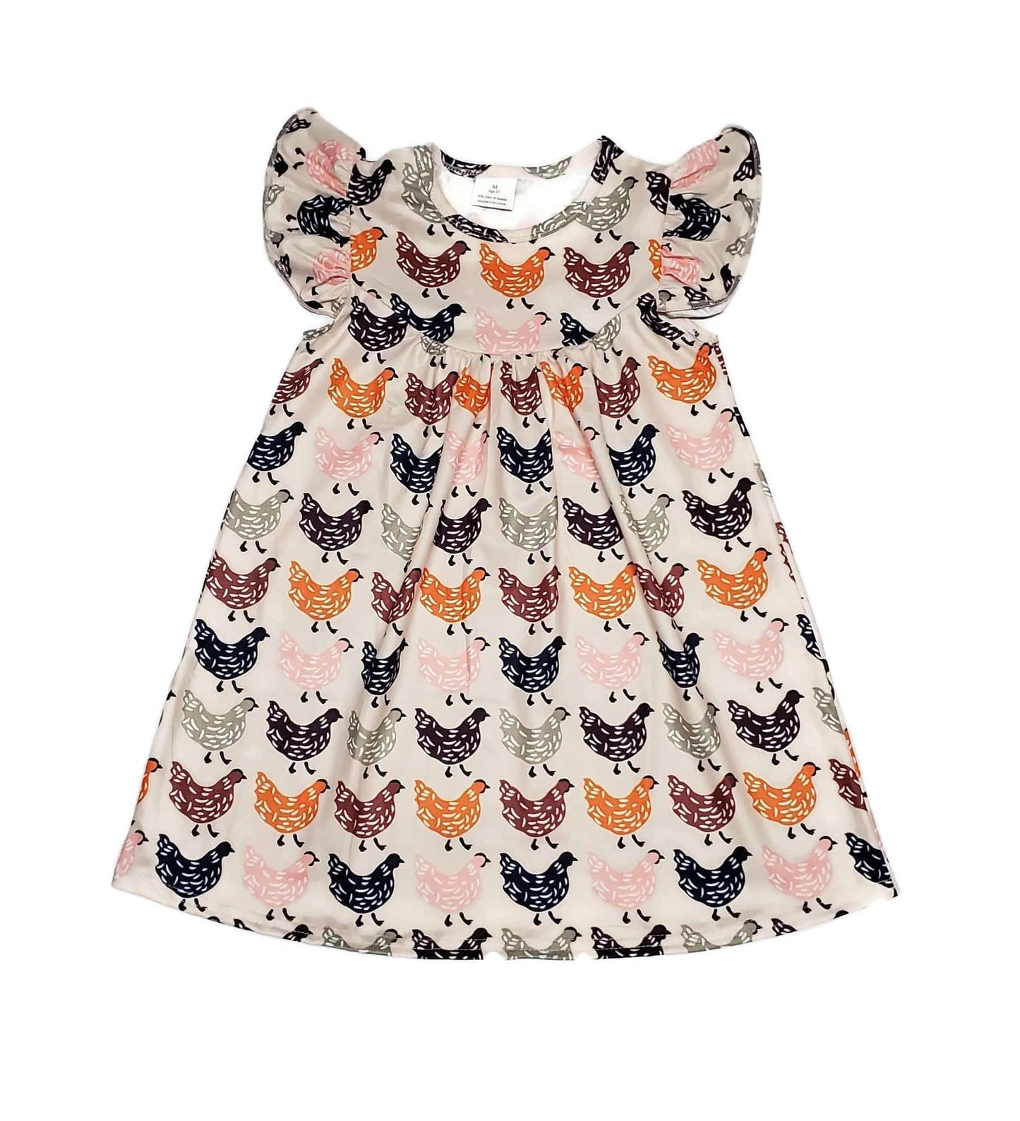 Rustic Chicken Milk Silk Flutter Dress