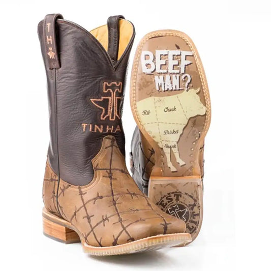 Tin Haul Don't Fence Me In/Butcher Shop - Men's Leather Cowboy Boot