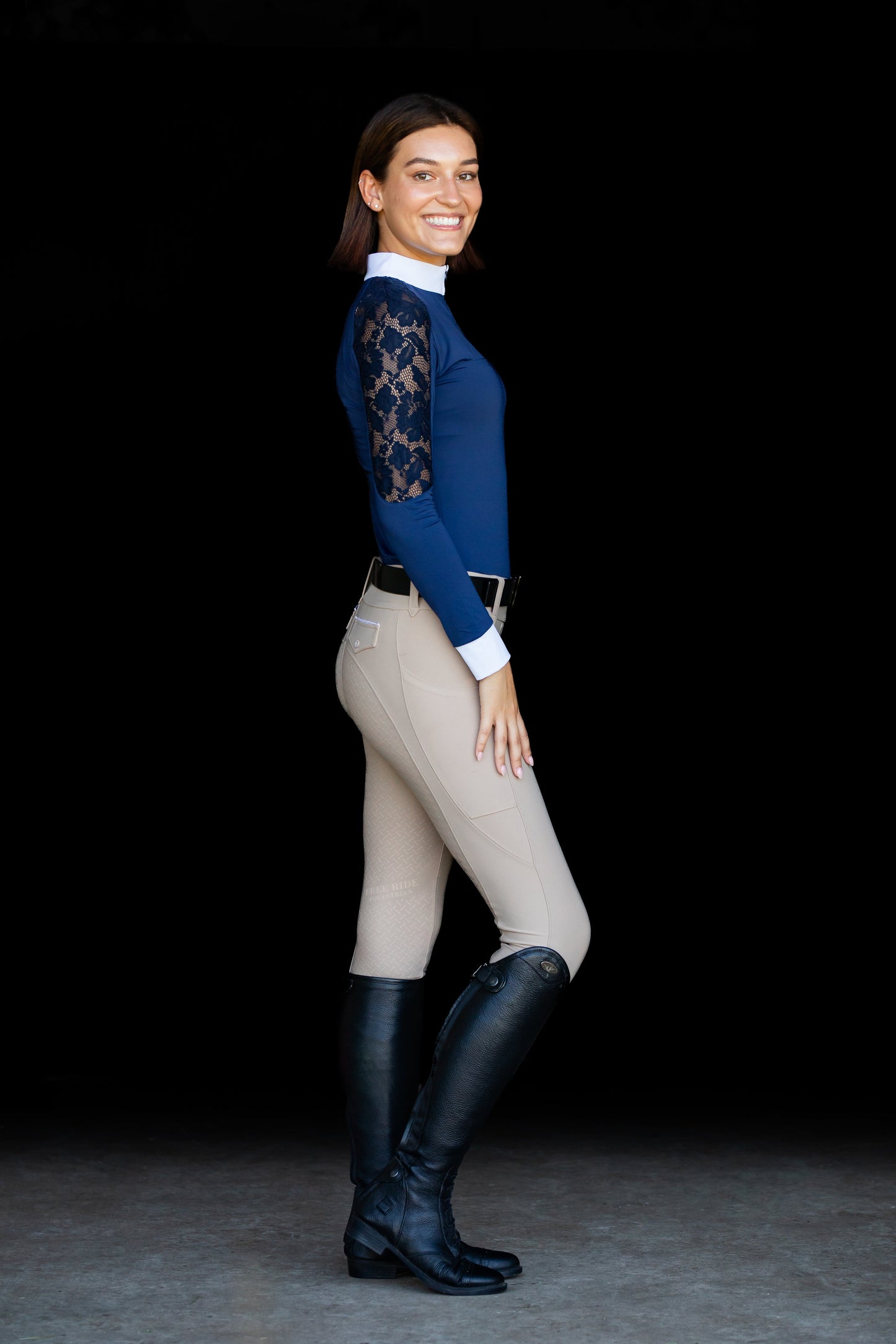 Navy Longsleeve lace with zip front