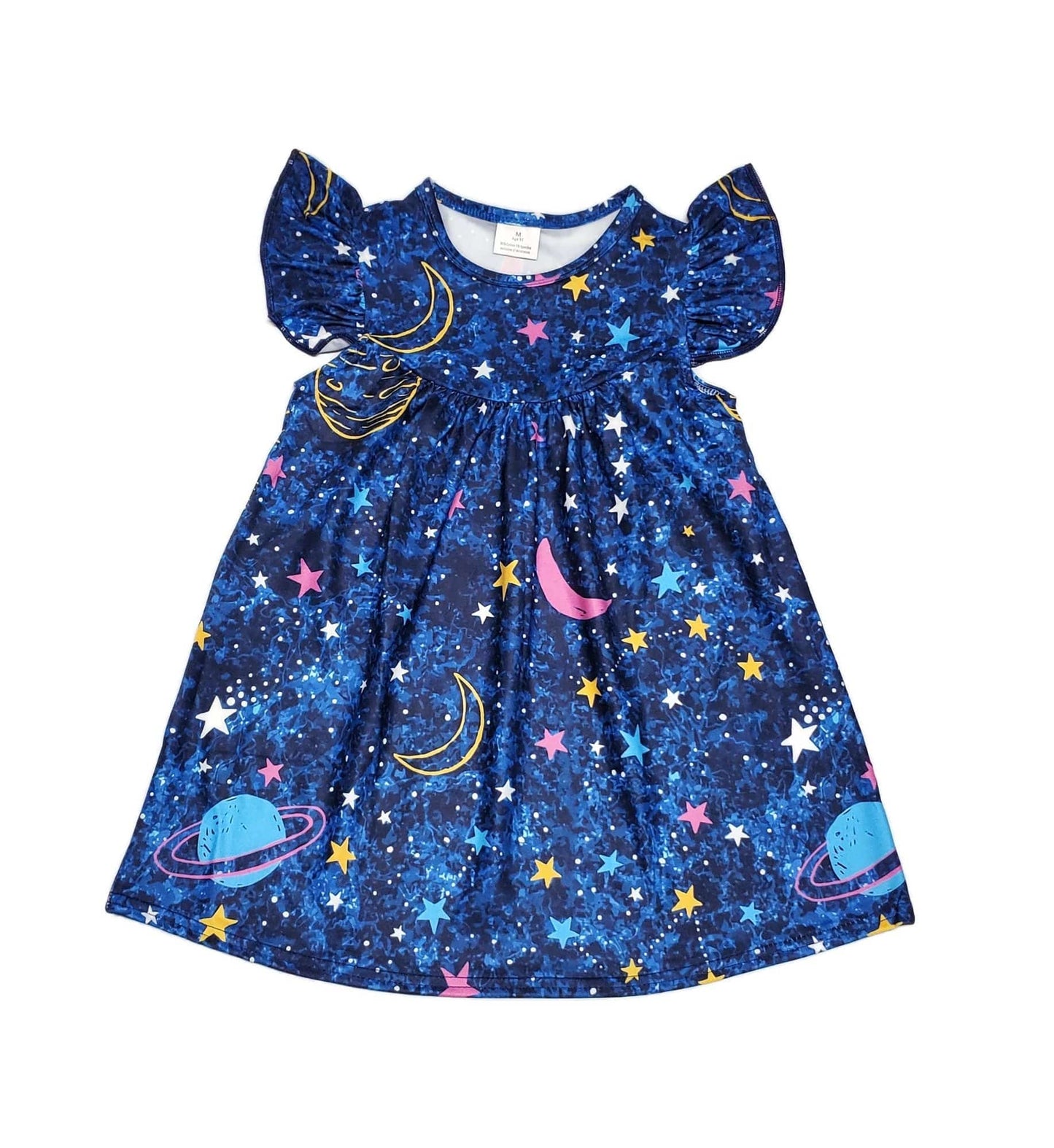 Blue Space Milk Silk Flutter Dress