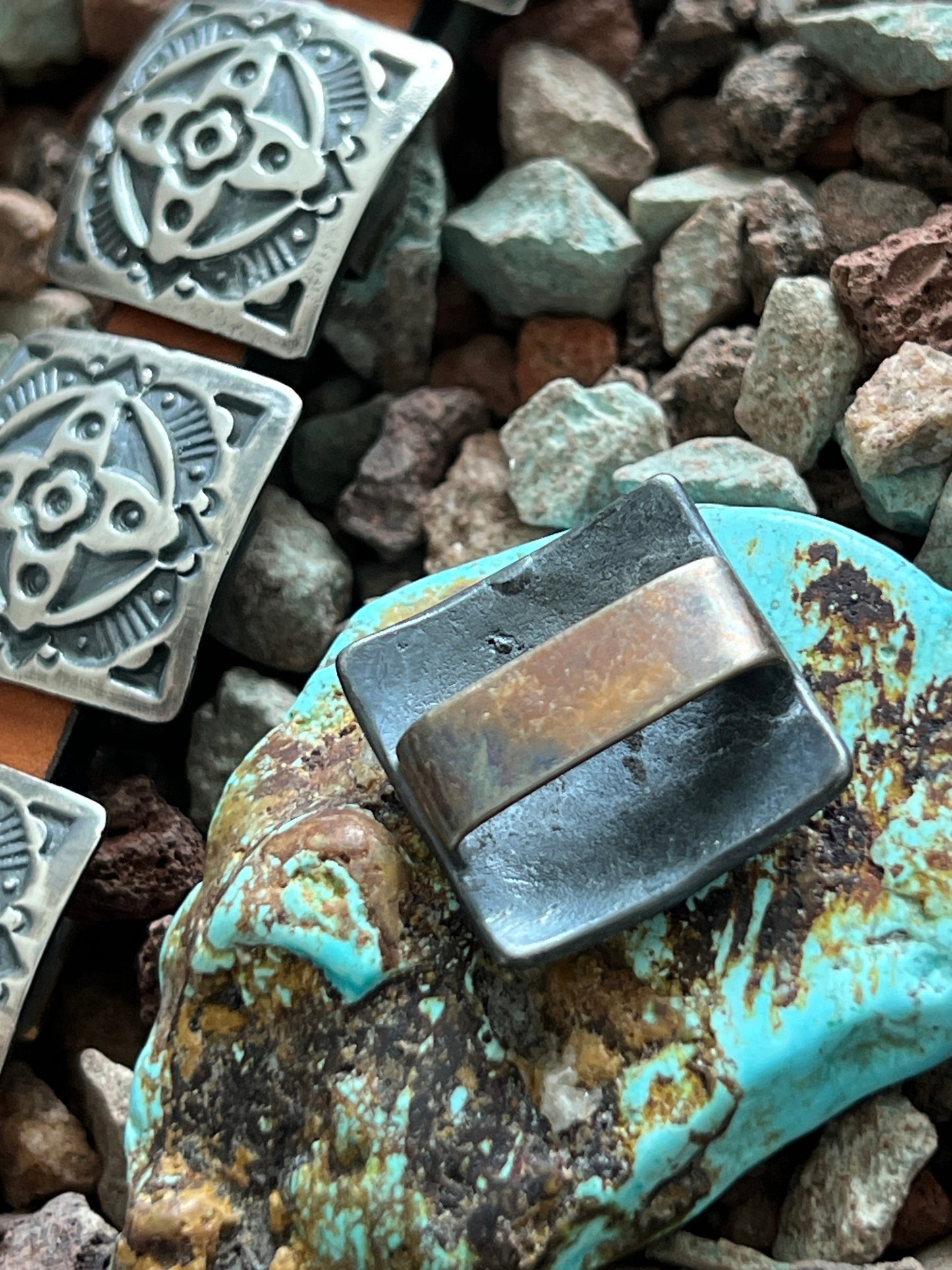 Sterling Silver Concho Slide, 4 Directions