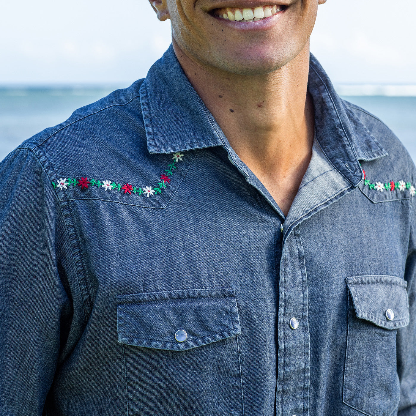 Embroidered Ohia Snap Shirt