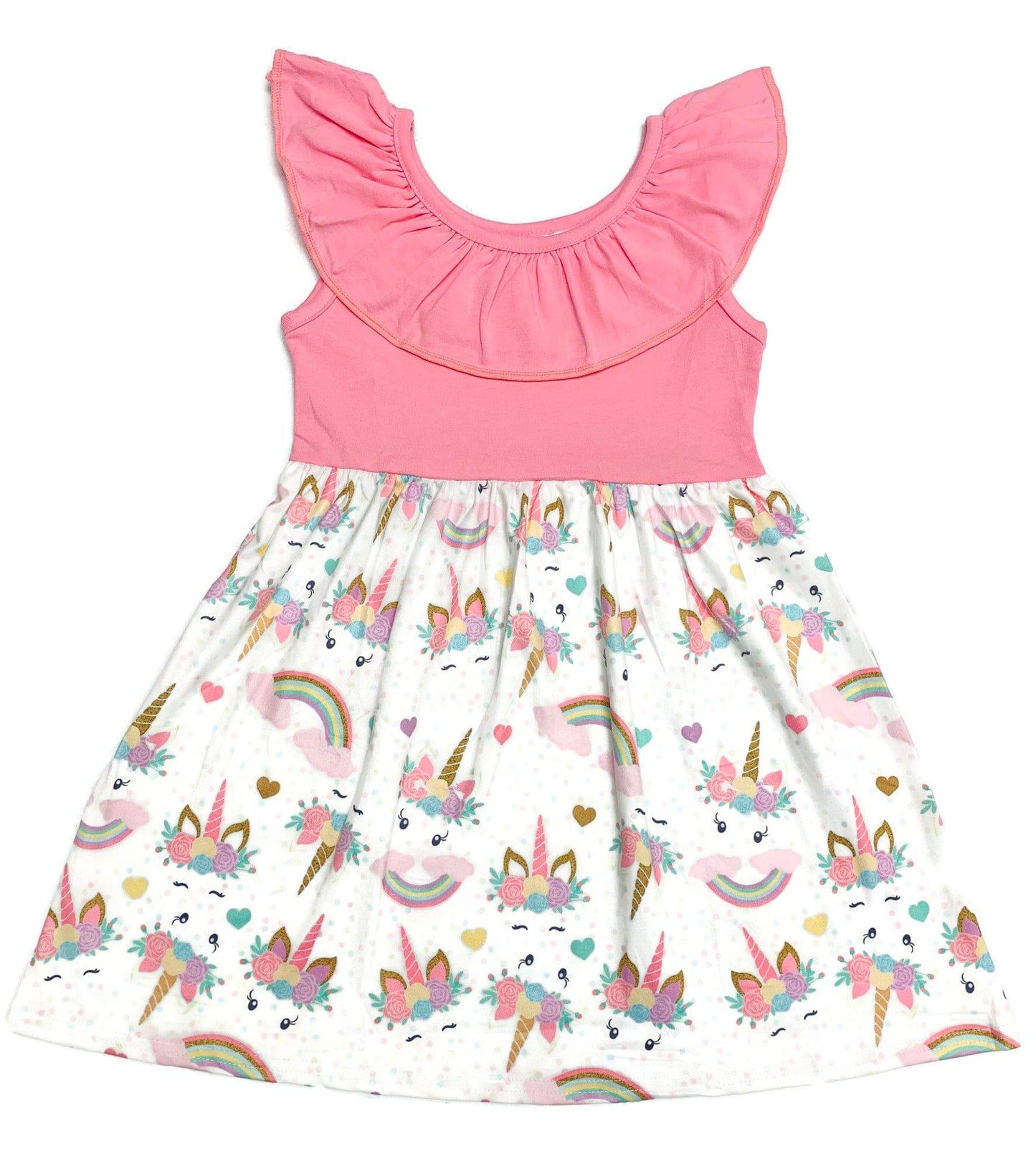 Pink Unicorn Ruffle Tank Milk Silk Dress