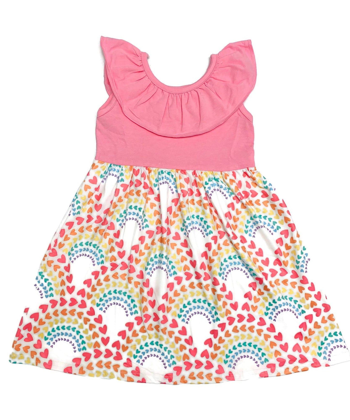 Hearts and Rainbows Ruffle Tank Milk Silk Dress