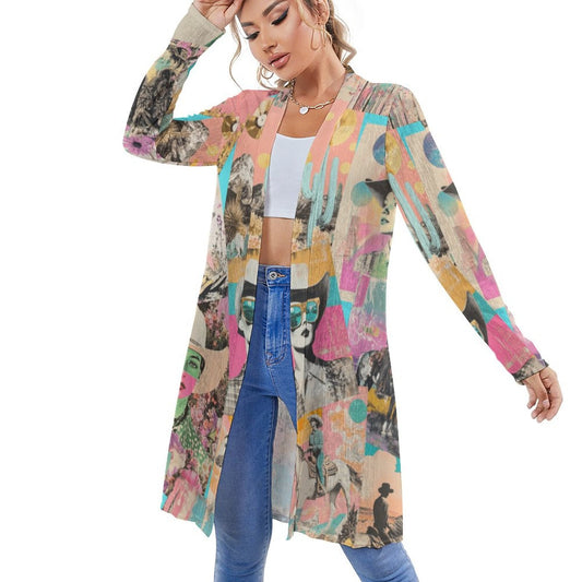 Baha Ranch Retro Pop Western Collage Lightweight Cardigan