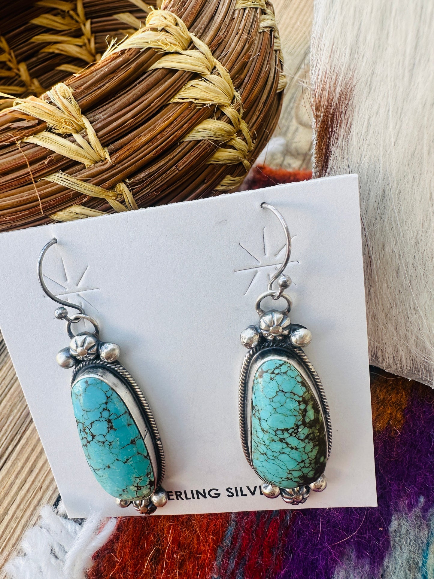 Handcrafted Turquoise & Sterling Silver Necklace and Earring Set by Sheila Becenti