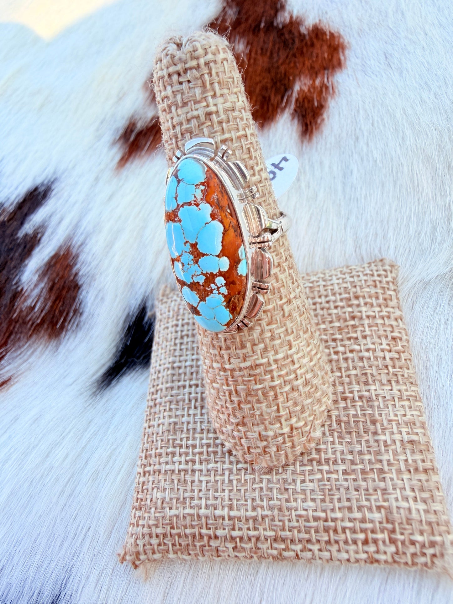 Handcrafted Number 8 Turquoise & Sterling Silver Ring Size 6.5 by Larry Moses Yazzie