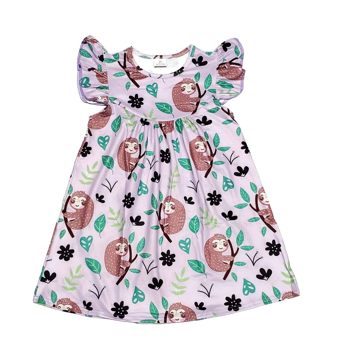 Sloth Milk Silk Flutter Dress
