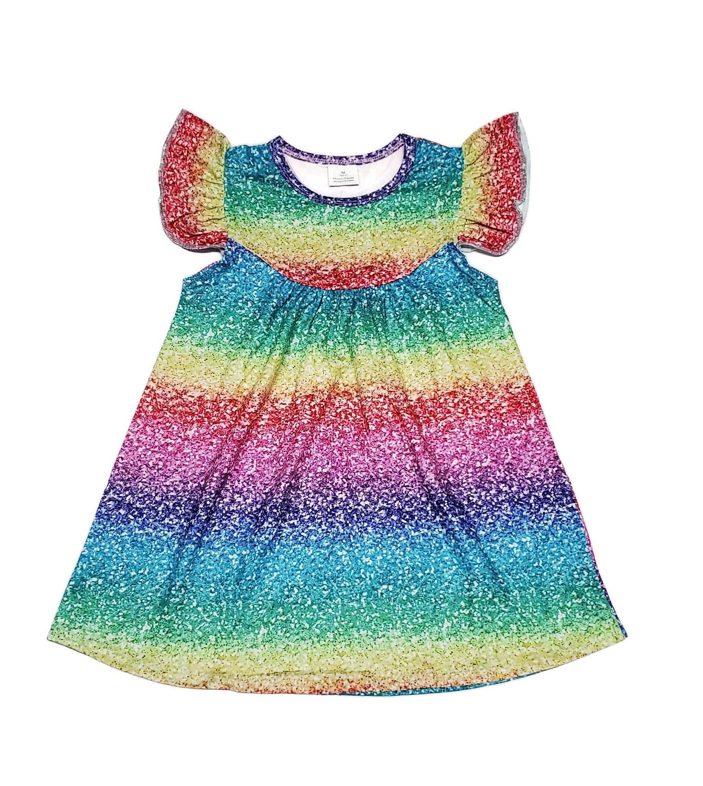 Over The Rainbow Milk Silk Flutter Dress