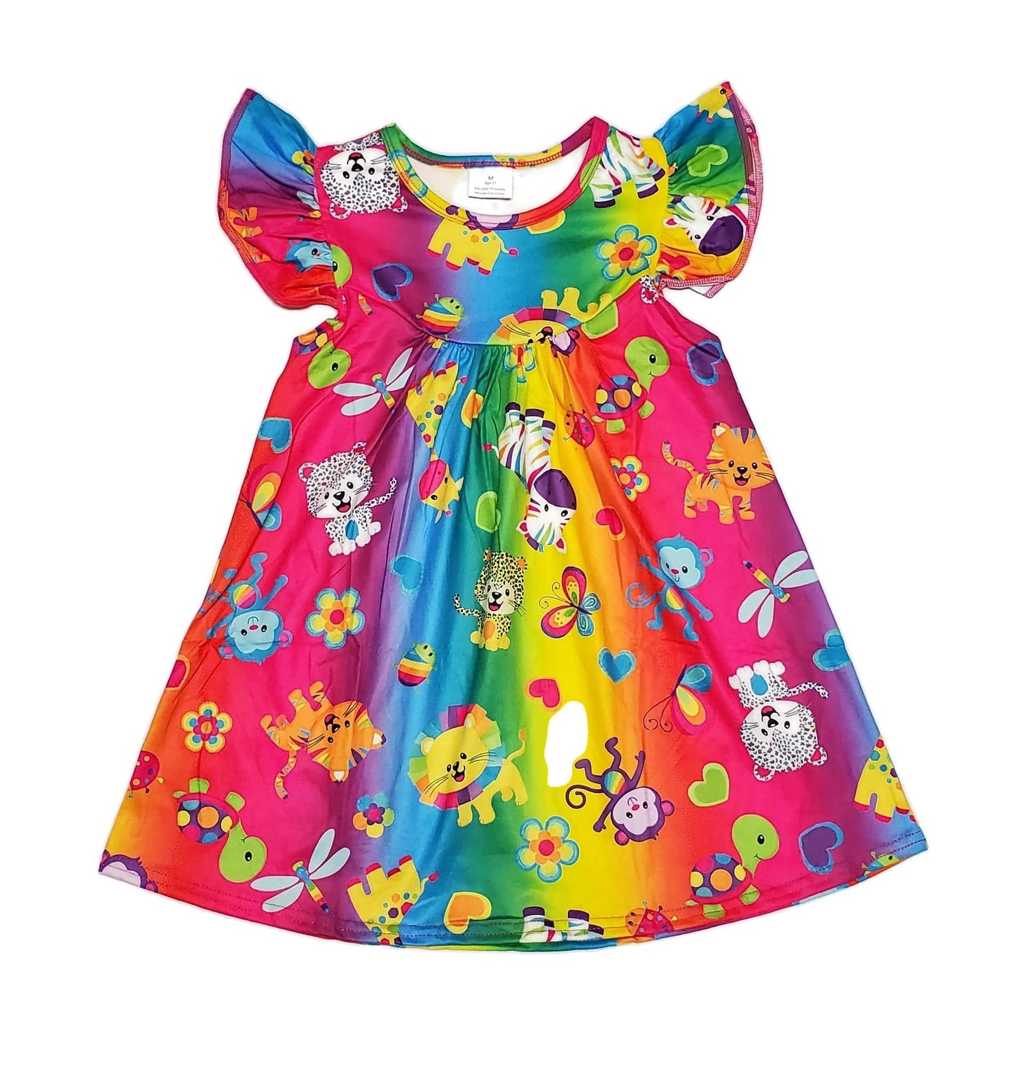 Bright Animals Milk Silk Flutter Dress
