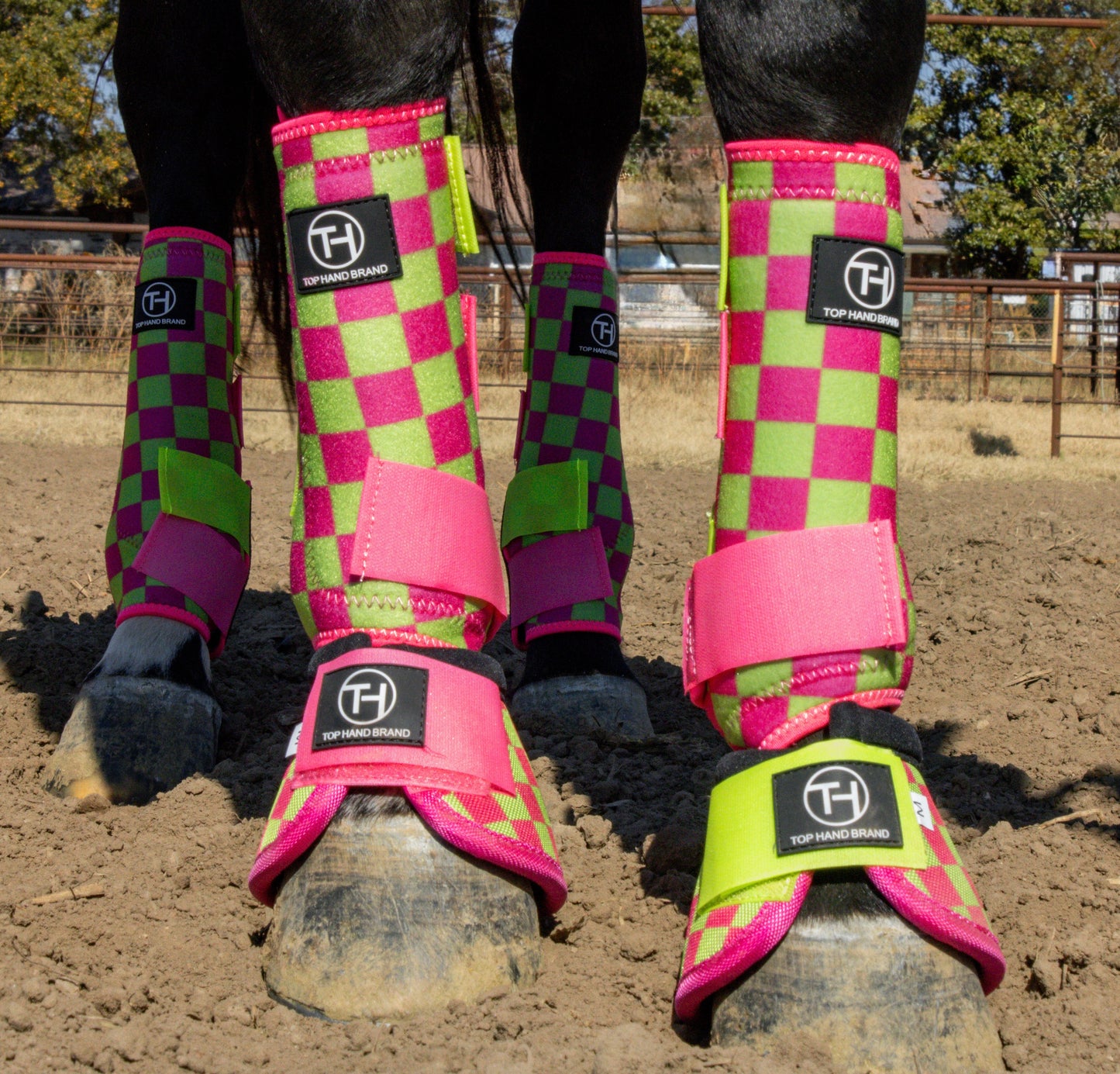 Lime/Pink Checkered Sport Boots