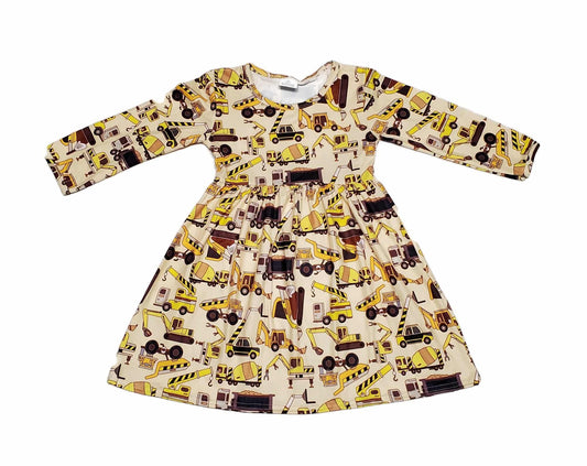 Construction Long Sleeve Milk Silk Dress