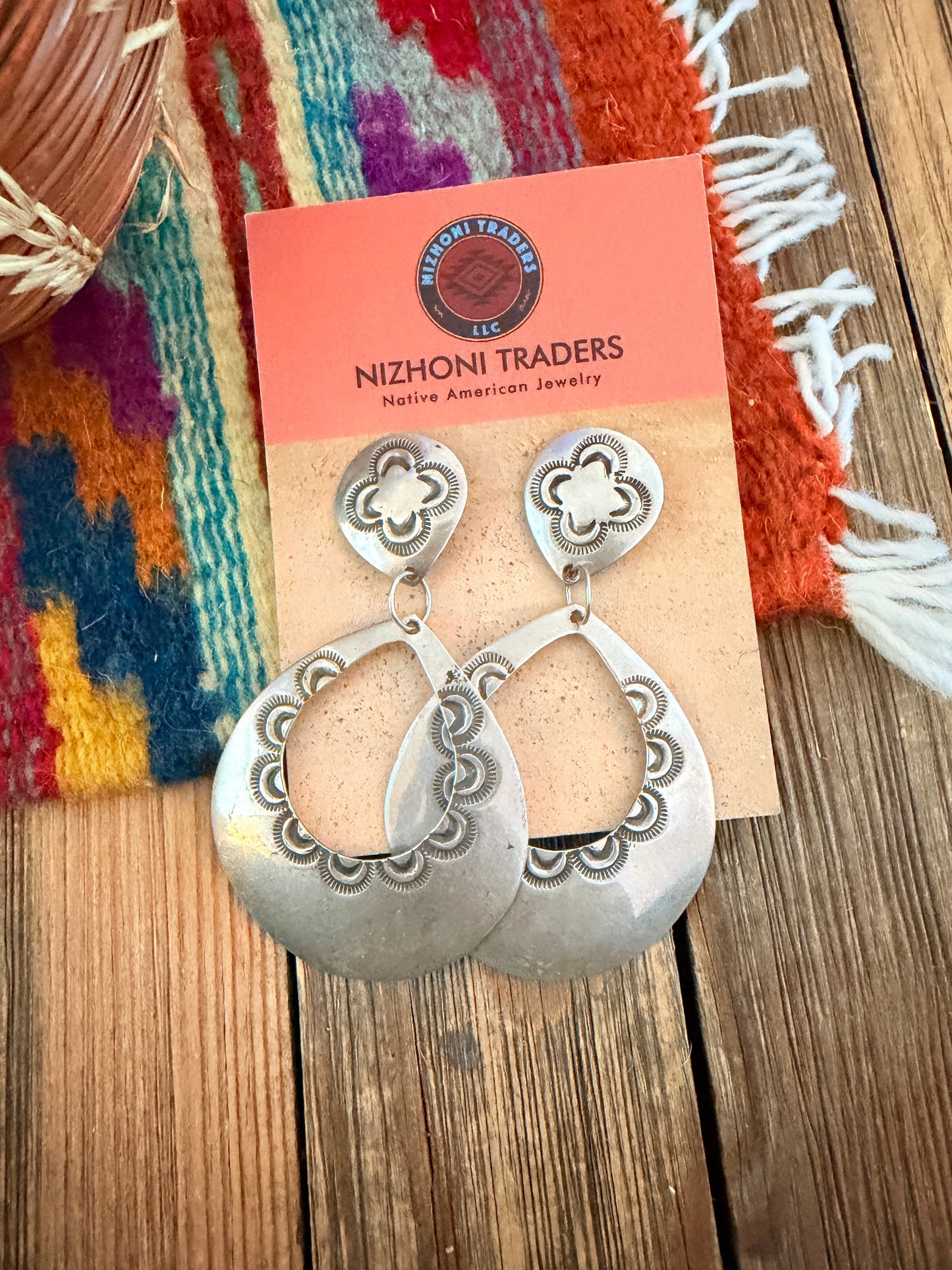 Handcrafted Old Pawn Sterling Silver Dangle Earrings