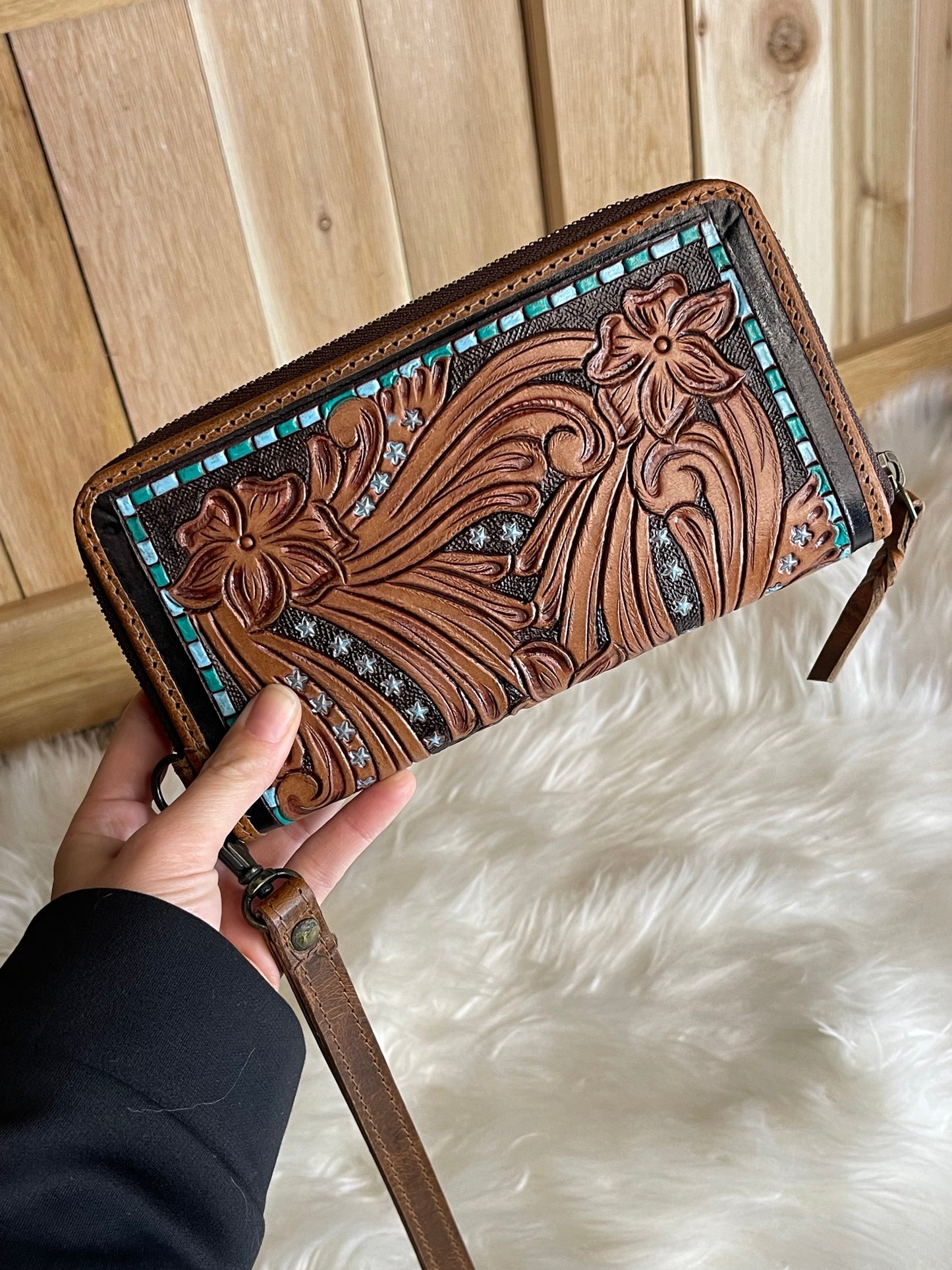 Tooled Turquoise Wallet - SALE
