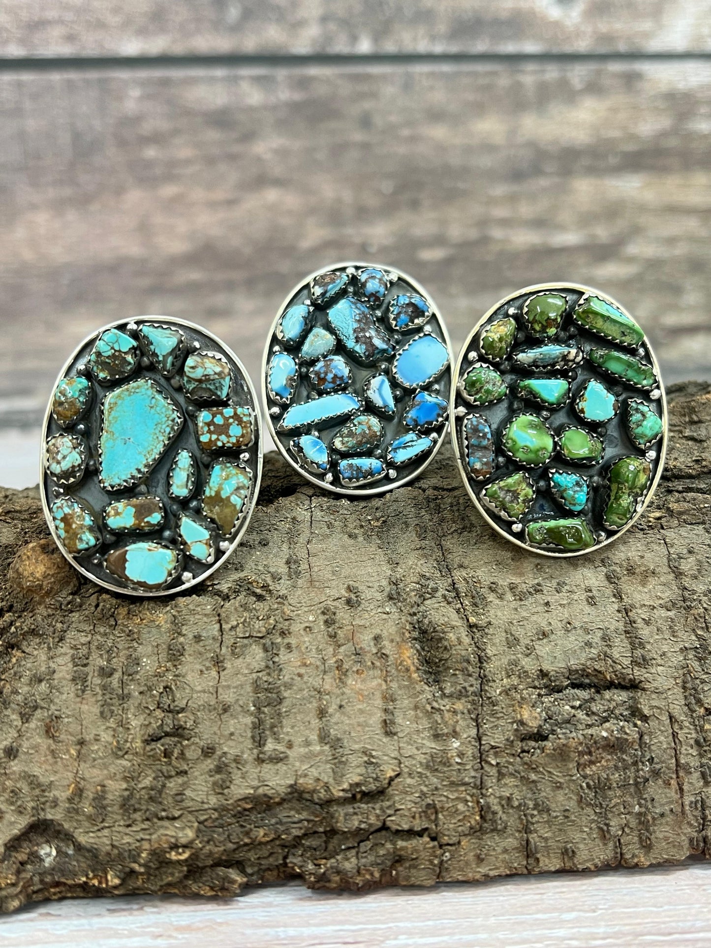 Handmade Sterling Silver Golden Hills, Number 8, Sonoran Mountain Turquoise Adjustable Ring with Signed Nizhoni