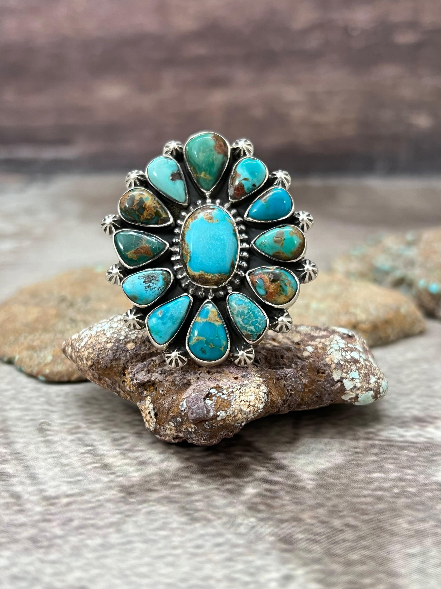 Handmade Sterling Silver Hardy Pit Adjustable Ring with Signed Nizhoni